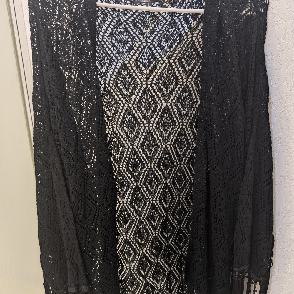 POL Black Open-Front Cardigan